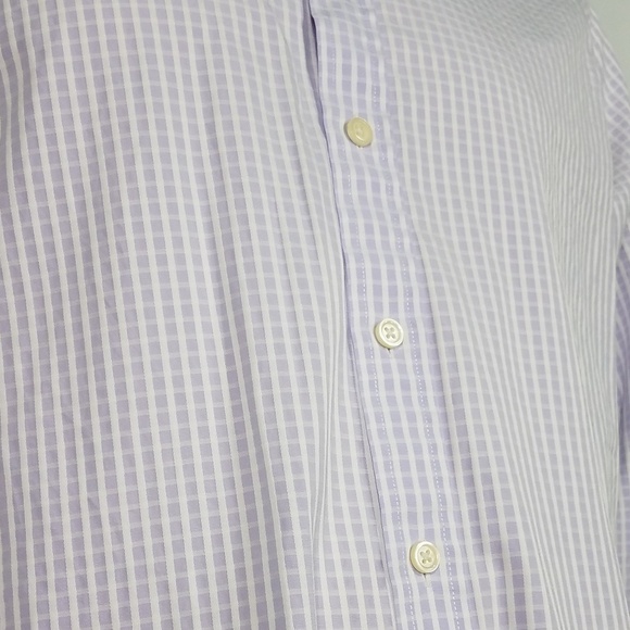 purple white waffle plaid dress shirt mens 16.5 - Picture 4 of 8